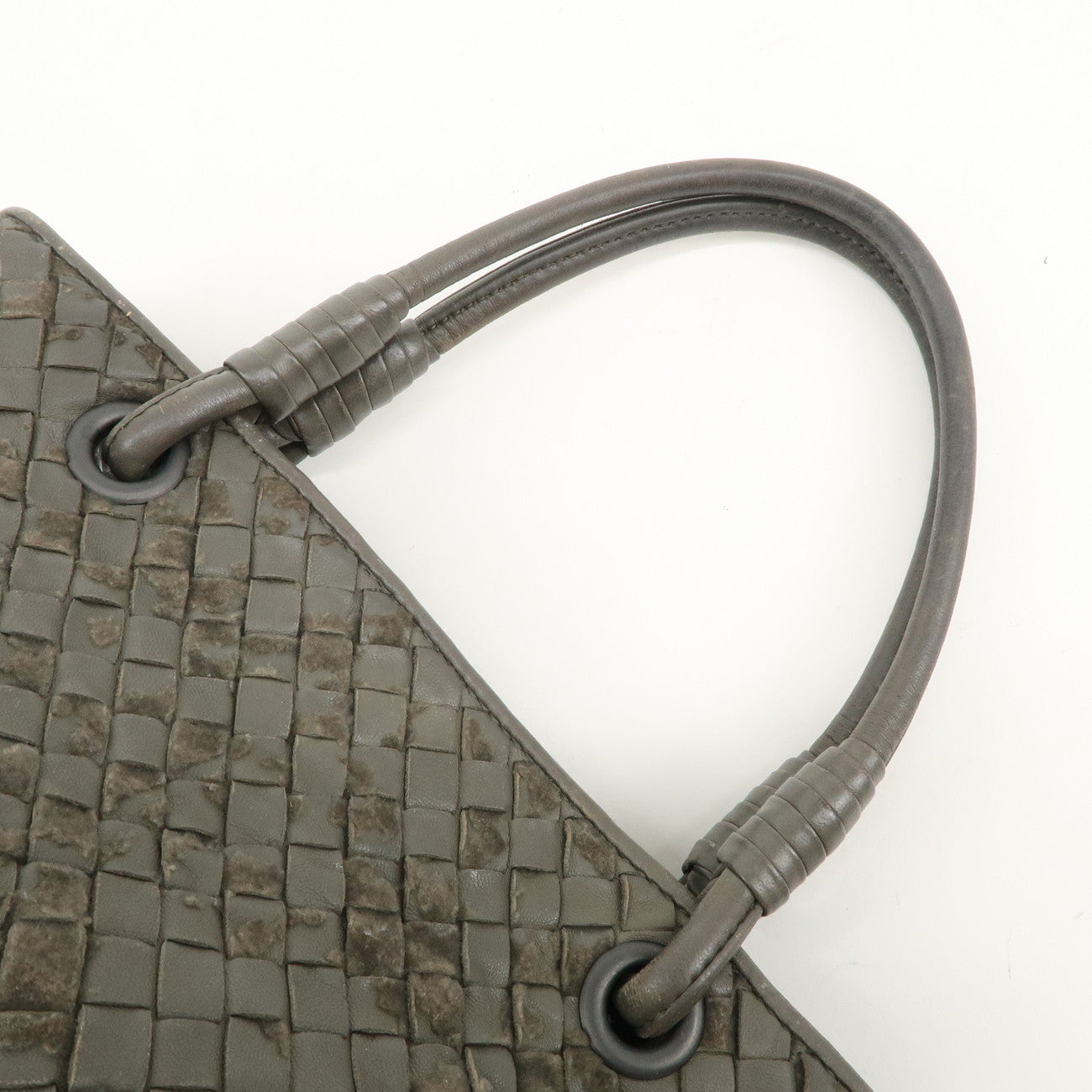 BOTTEGA VENETA Intrecciato Leather Hand Bag Tote Bag Khaki