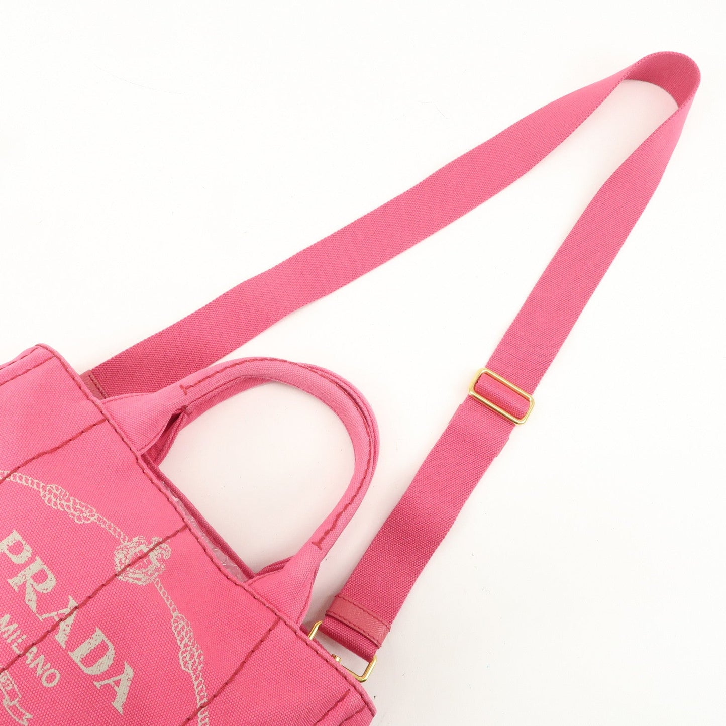 PRADA Canapa Mini Canvas 2Way Bag Hand Bag Pink 1BG439