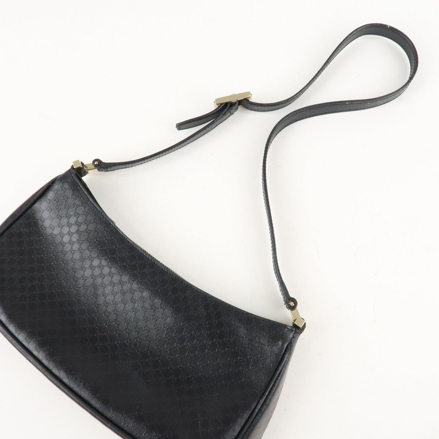 GUCCI Micro Guccissima Leather Shoulder Bag Black 001.4152