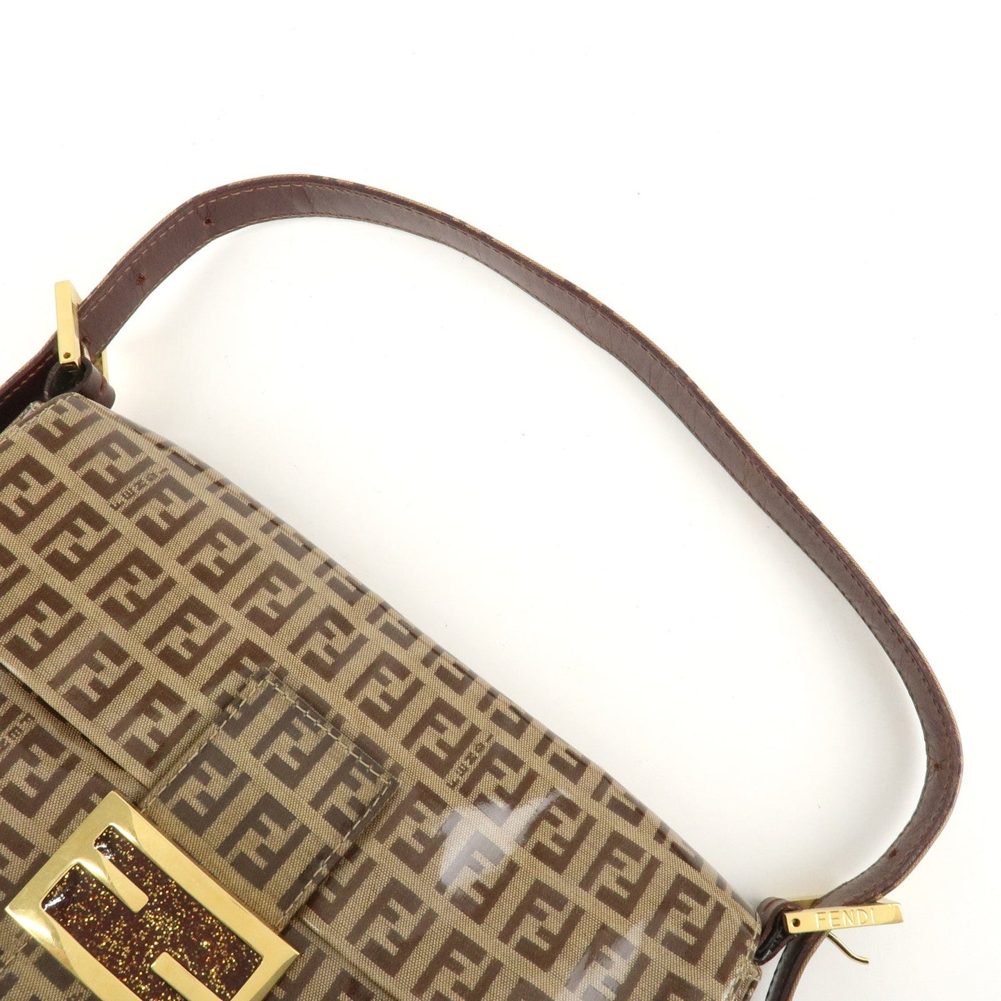 FENDI Mamma Baguette Zucchino PVC Leather Shoulder Bag 26424