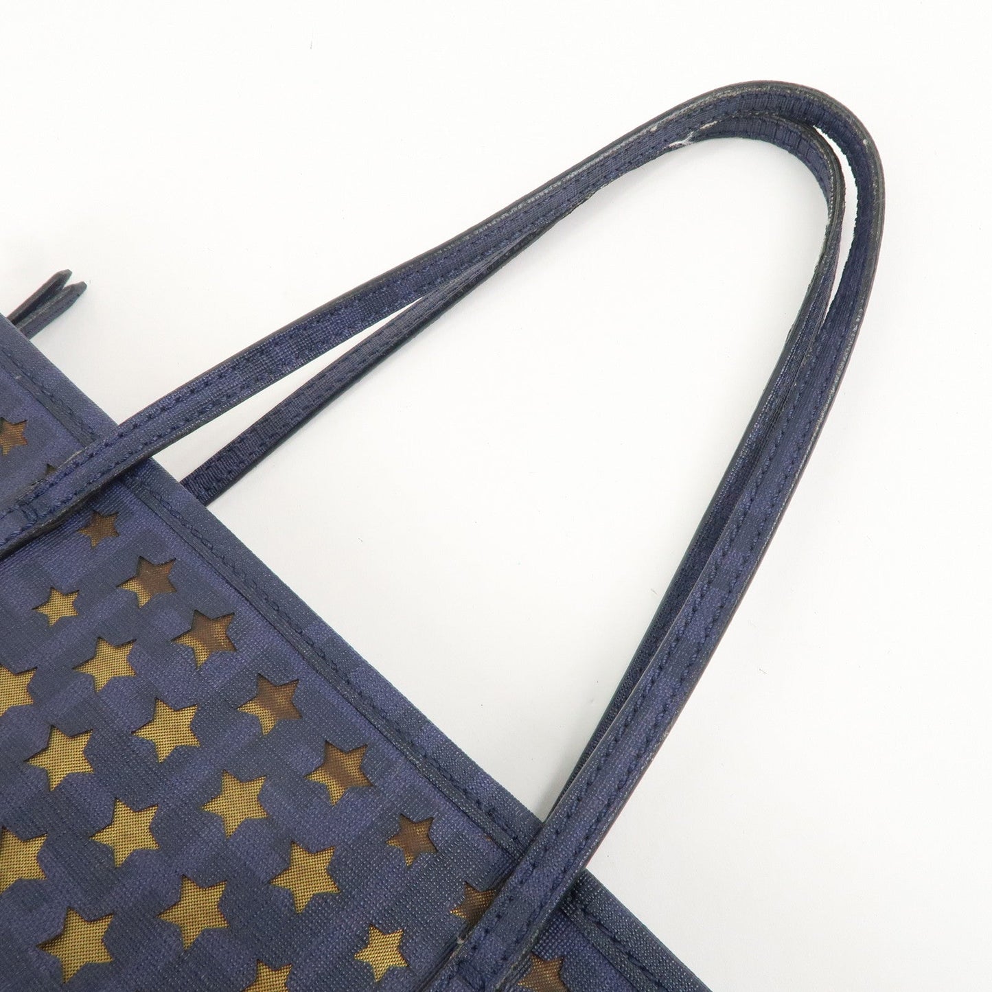 FENDI Zucca PVC Canvas Punching Star Tote Bag Navy 8BH223