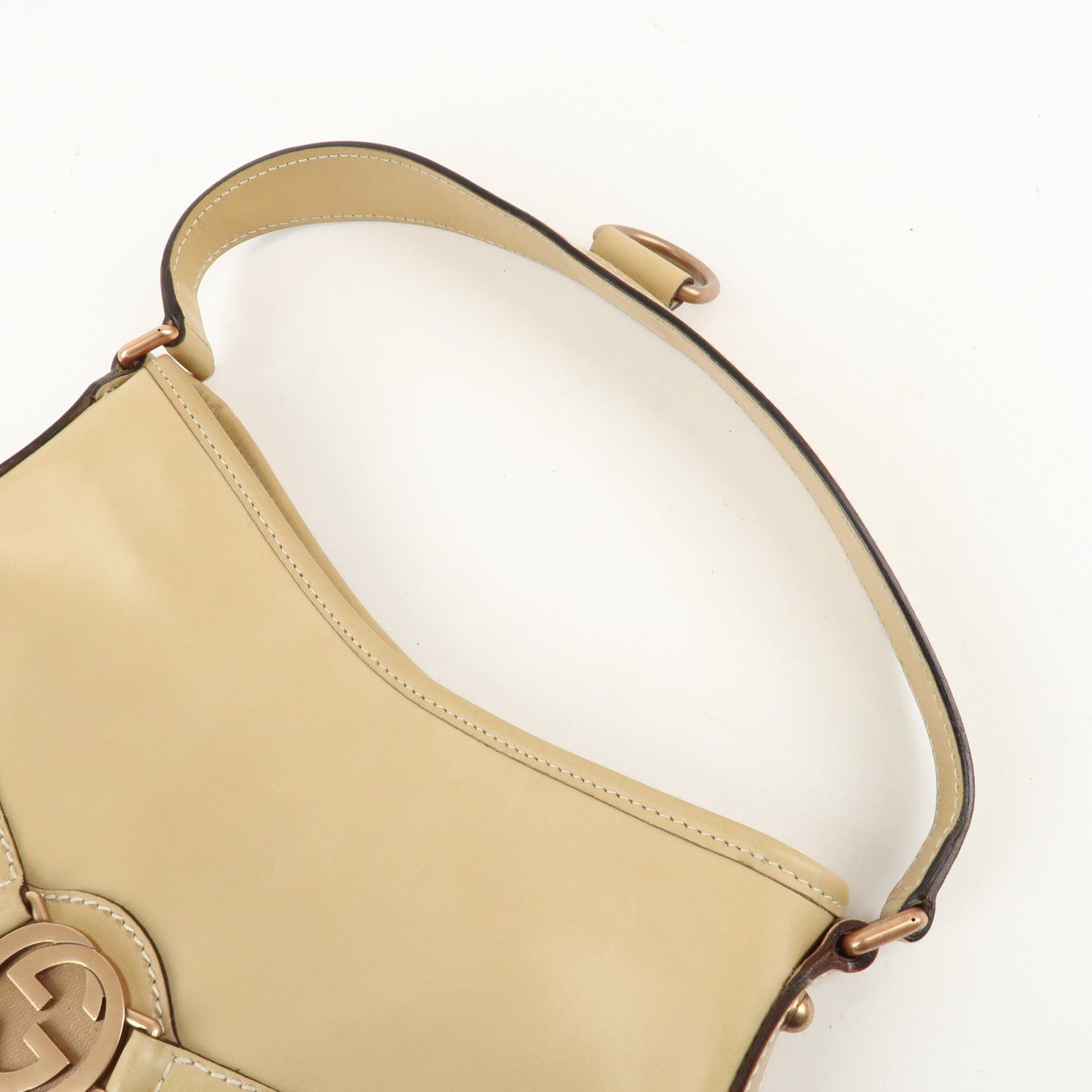 GUCCI Interlocking G Leather Shoulder Bag 114877 Beige