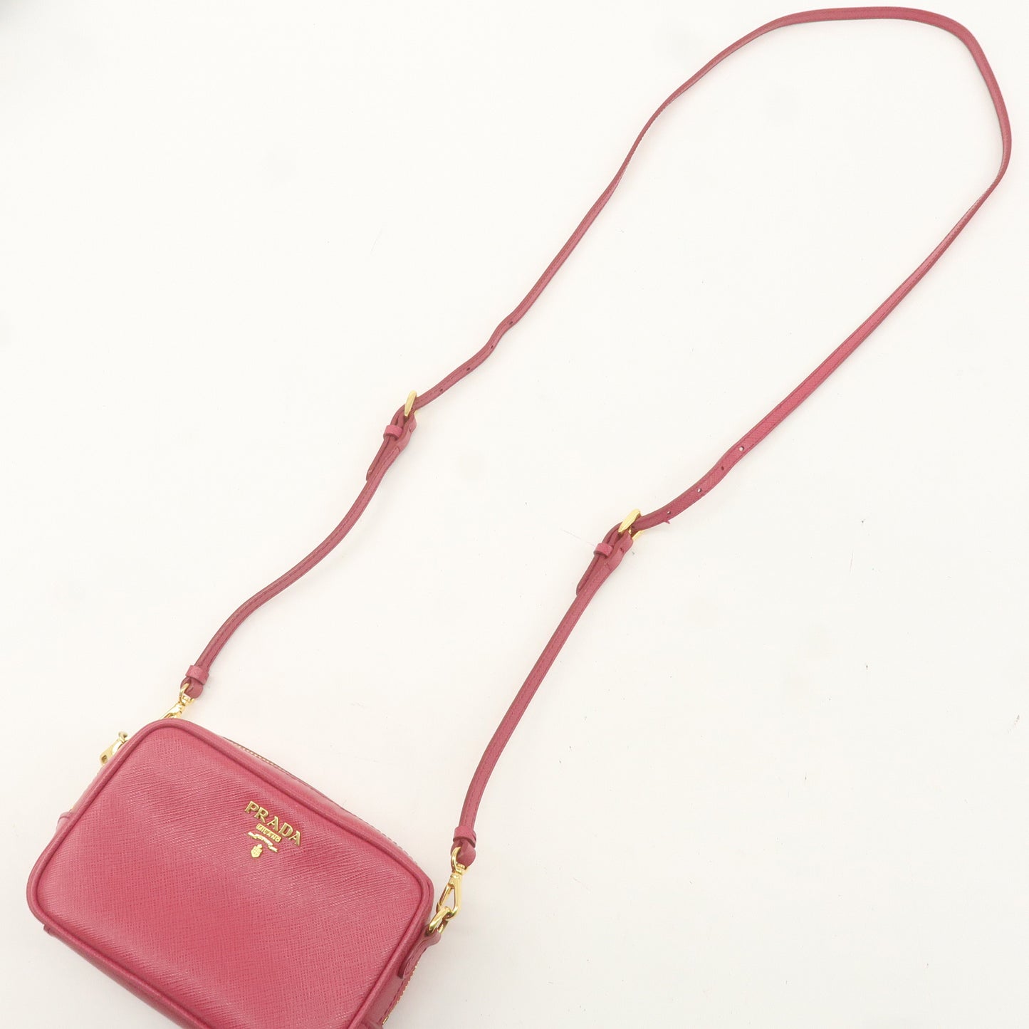 PRADA Logo Leather Crossbody Shoulder Bag Pink 1N1674