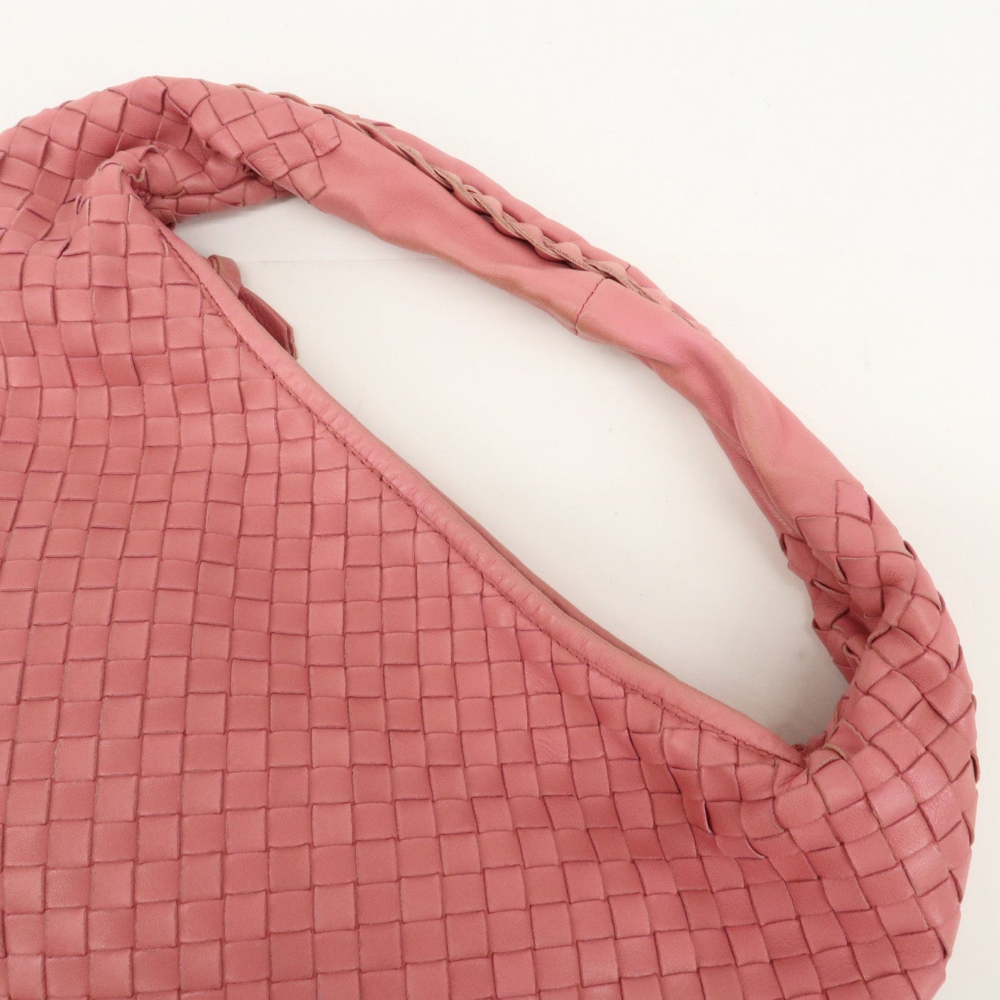 BOTTEGA VENETA Intrecciato Hobo Leather Shoulder Bag Pink 115653