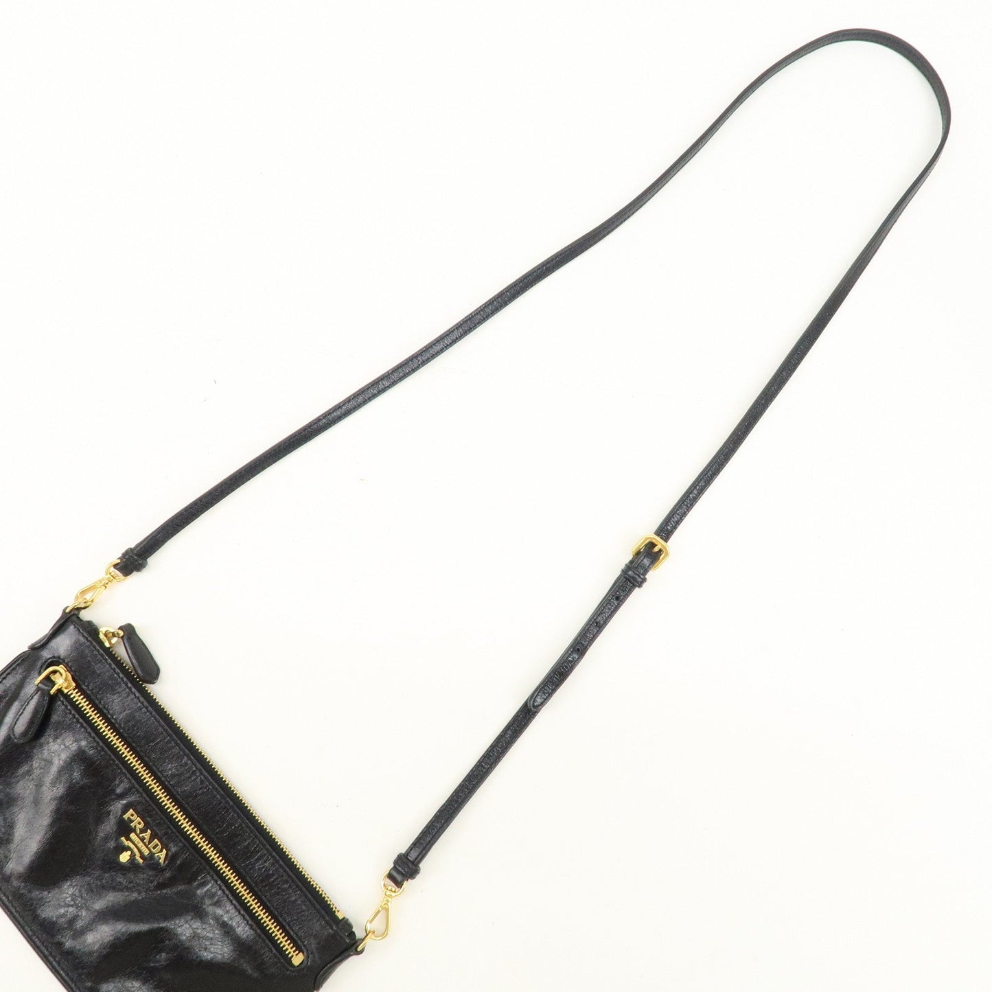 PRADA Leather Shoulder Bag Hand Bag Shoulder Bag  Black