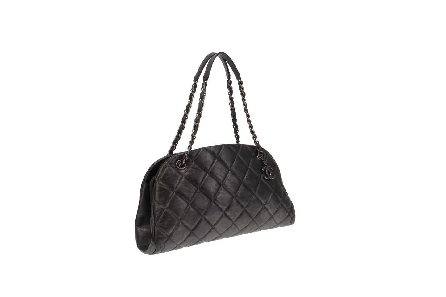 Chanel Gunmetal Metallic Leather Mademoiselle with Kisslock Interior 2012