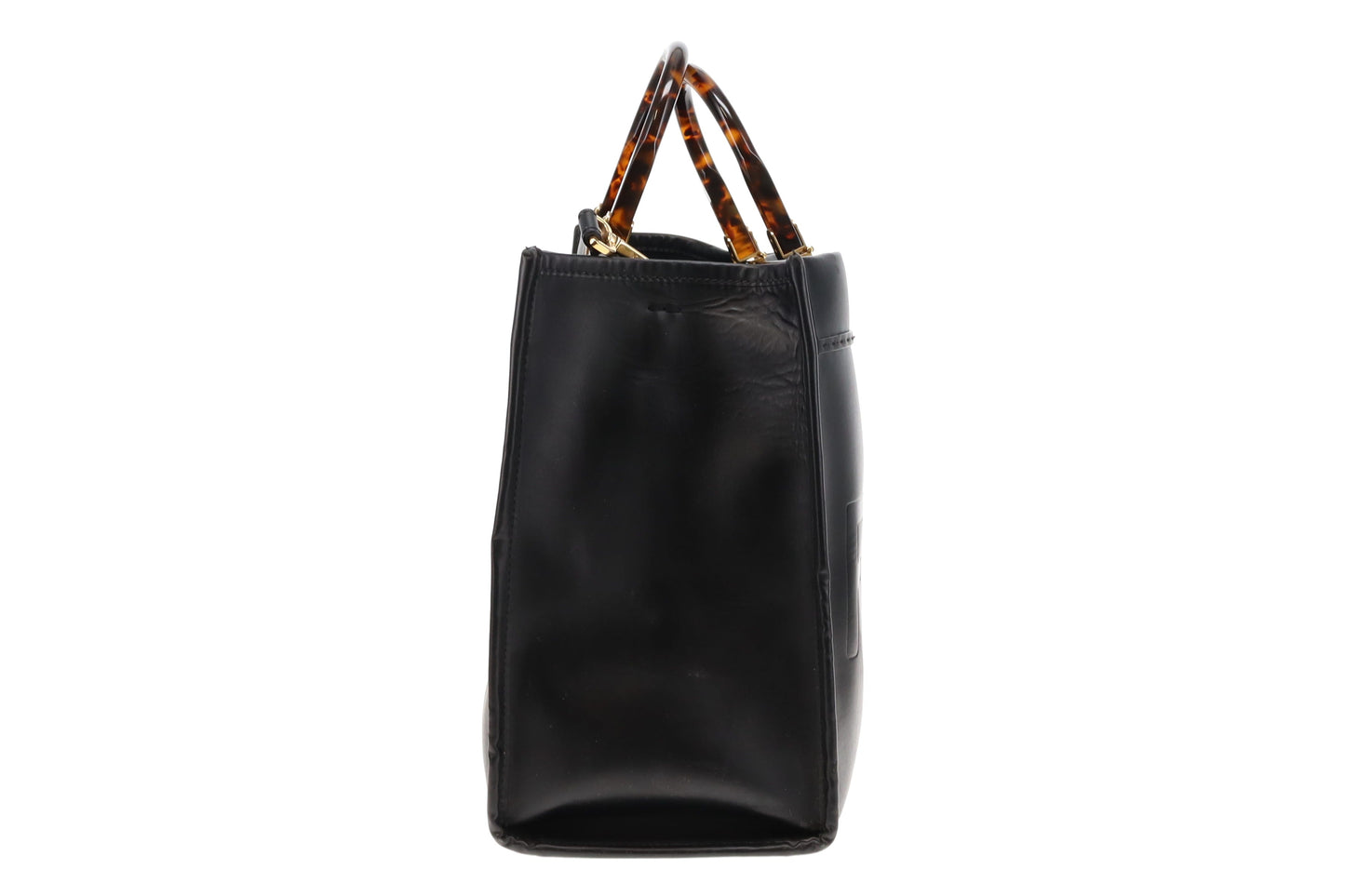 Fendi Black Calfskin Medium Sunshine Tote with Strap