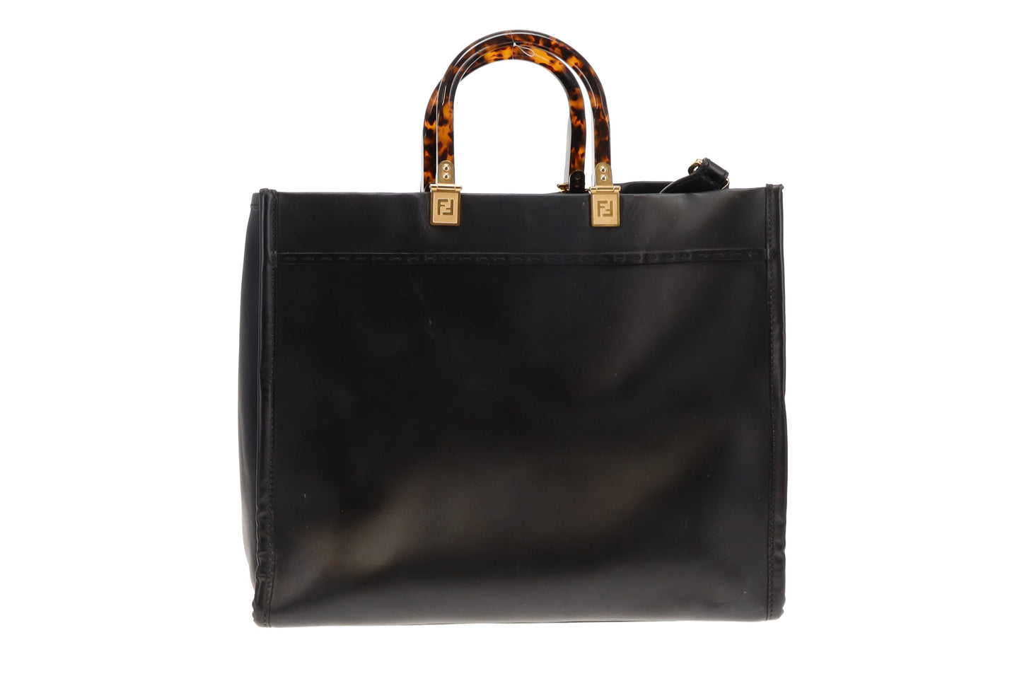 Fendi Black Calfskin Medium Sunshine Tote with Strap