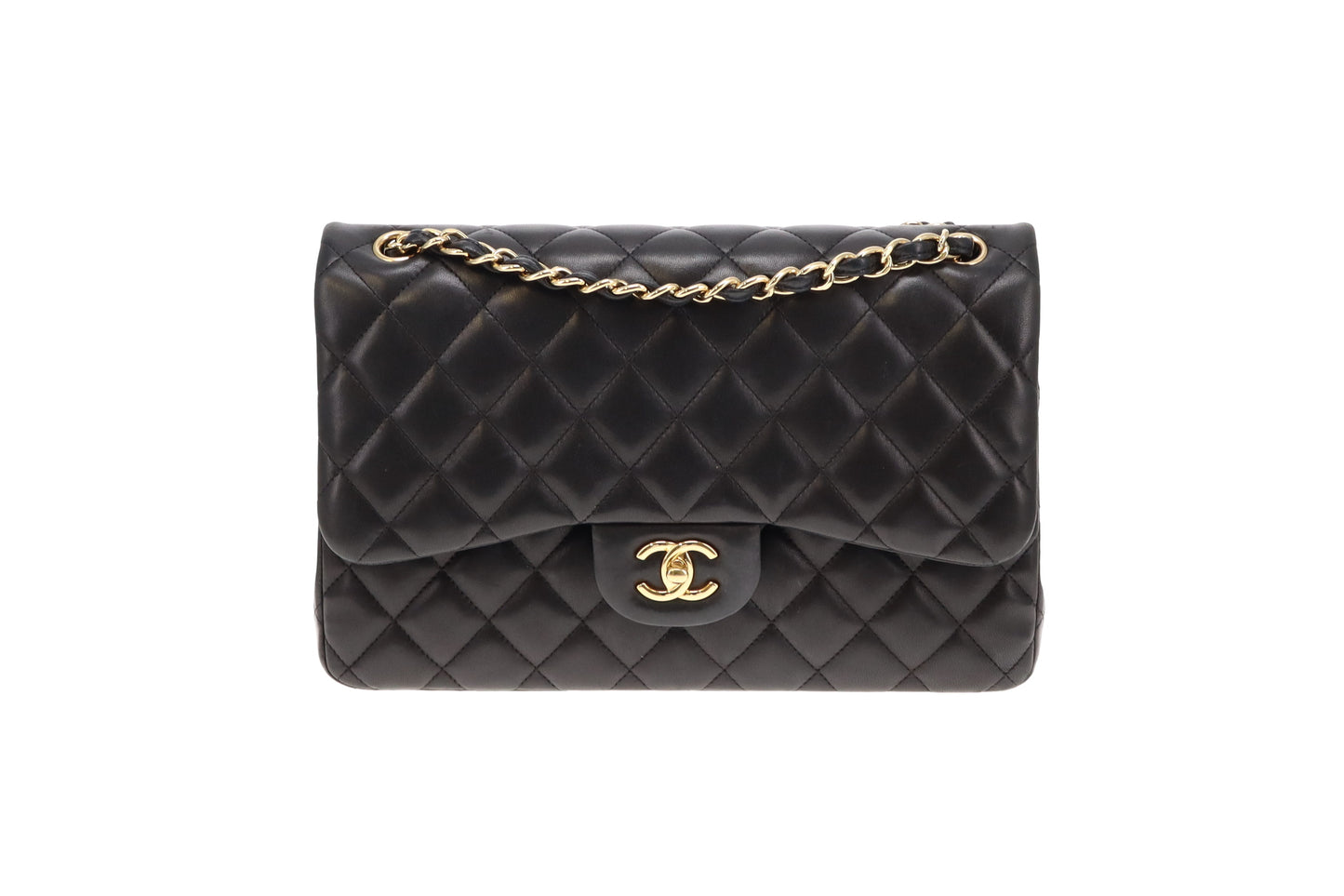 Chanel Black Lambskin GHW Classic Double Flap Jumbo 2014 (19 series)