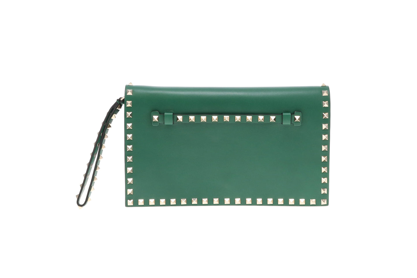 Valentino Green Convertible Rockstud Clutch/Wristlet Large