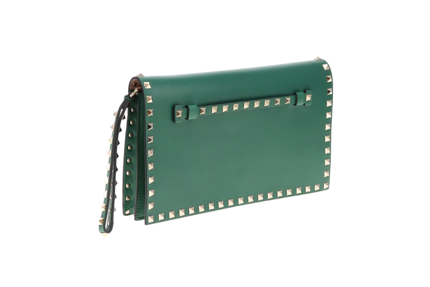 Valentino Green Convertible Rockstud Clutch/Wristlet Large