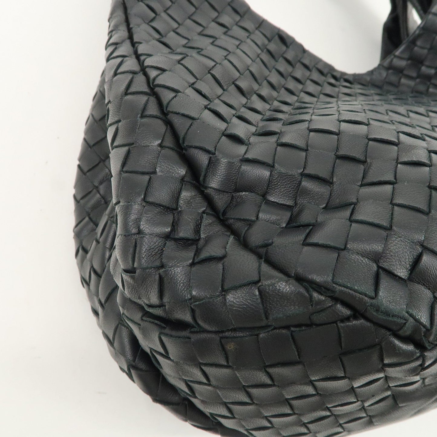 BOTTEGA VENETA Intrecciato Leather Shoulder Bag Black 125787