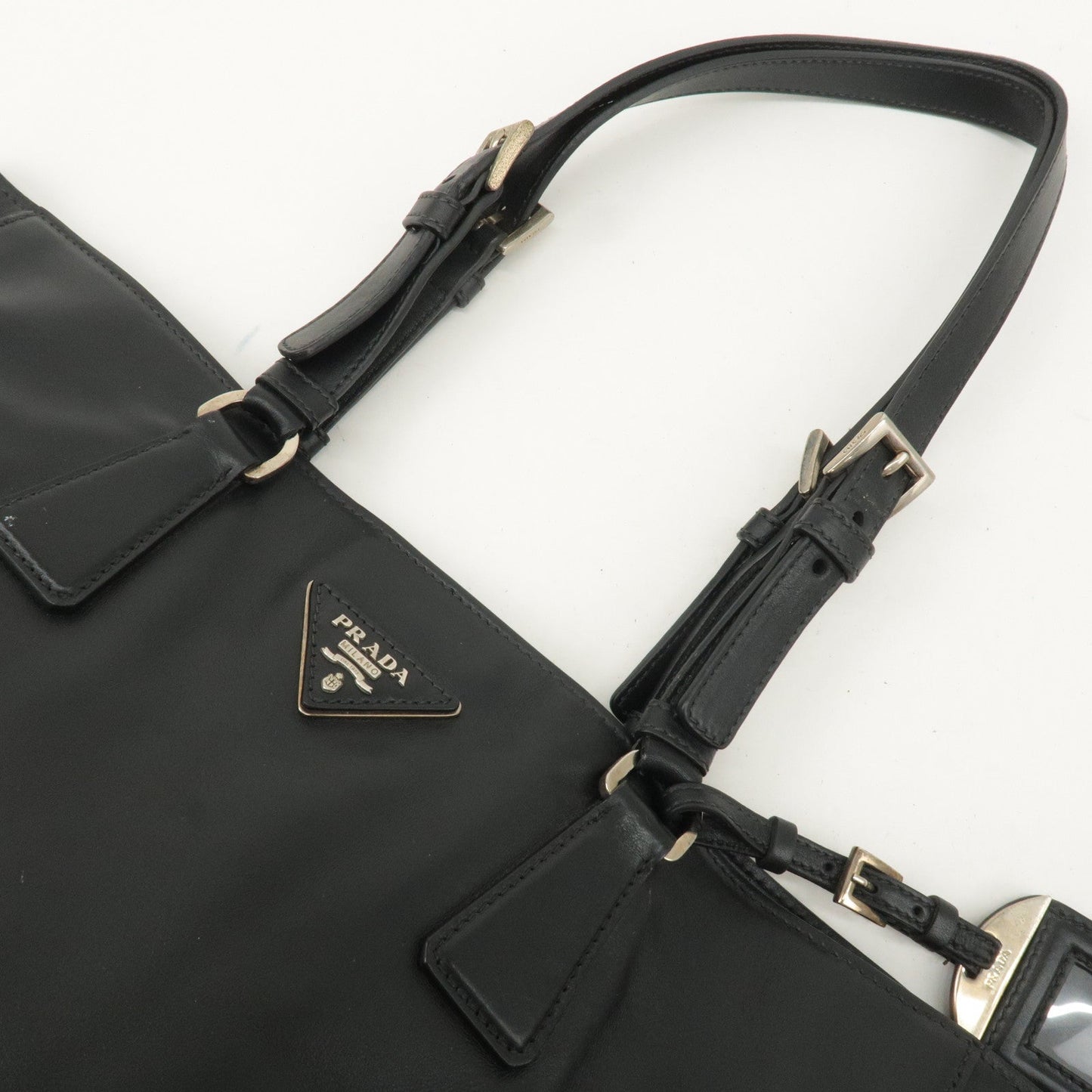 PRADA Logo Leather Tote bag Nero Black