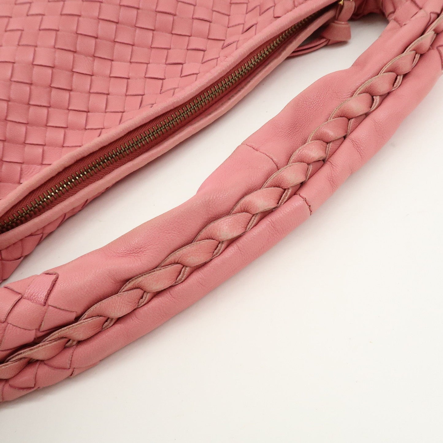 BOTTEGA VENETA Intrecciato Hobo Leather Shoulder Bag Pink 115653