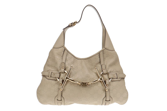 Gucci Cream Guccissima 85th Anniversary Edition Horsebit Hobo