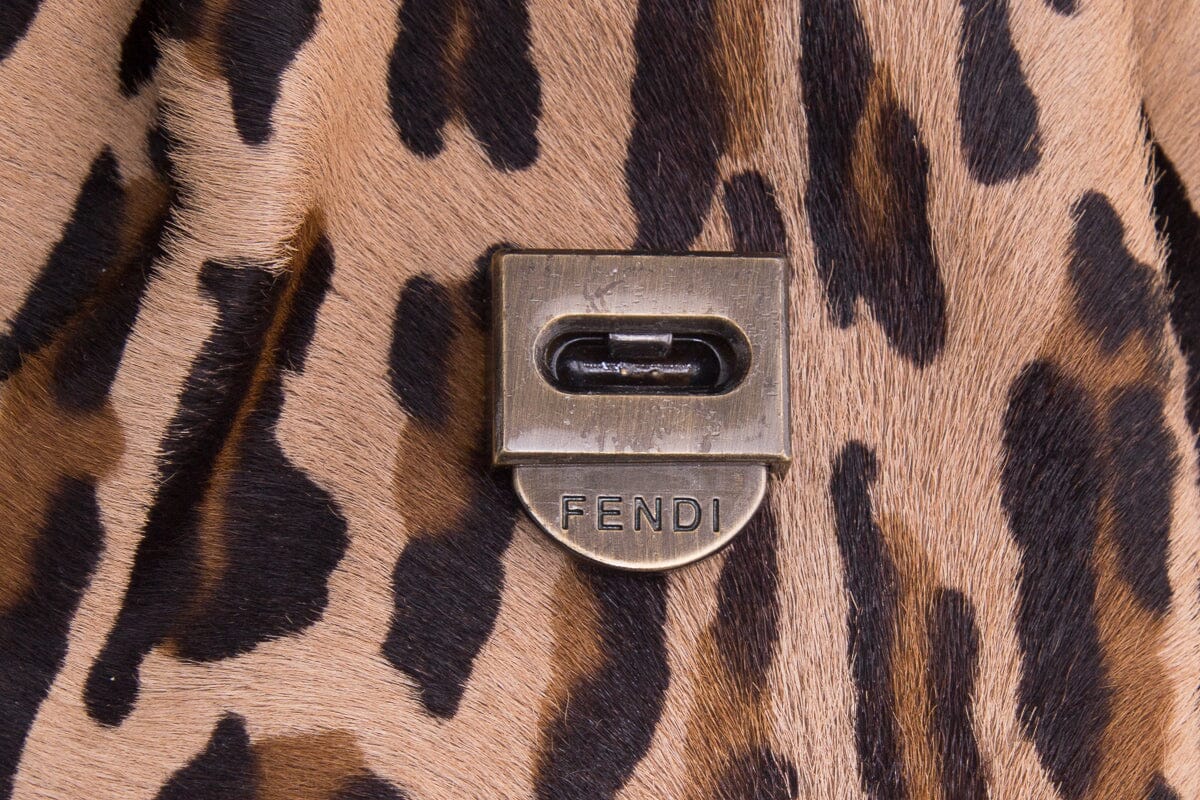 Fendi Leopard Print Calf Hair B Handbag