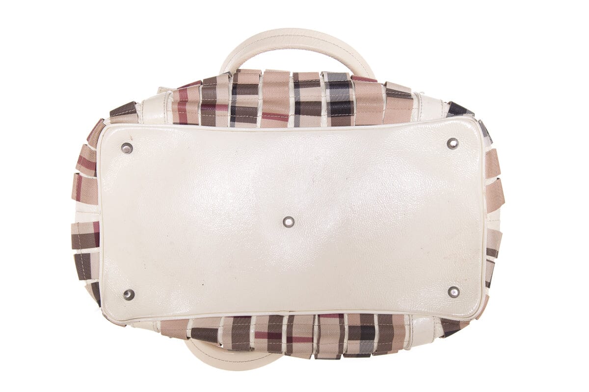 Burberry Cream Patent Leather Cartridge Novacheck Satchel