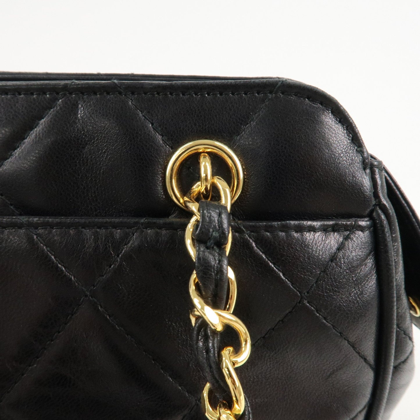 CHANEL Matelasse Lamb Skin COCO Mark Chain Shoulder Bag Black