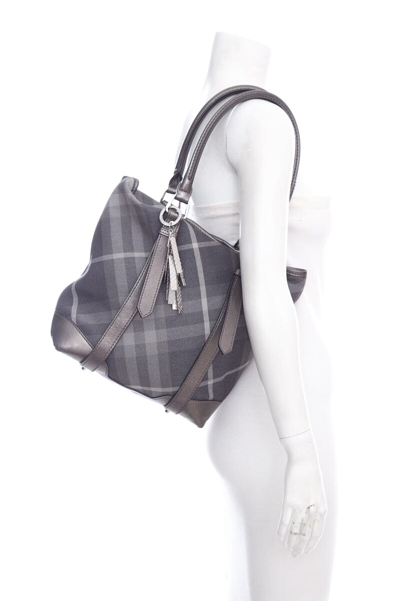 Burberry Silver Plaid Handbag