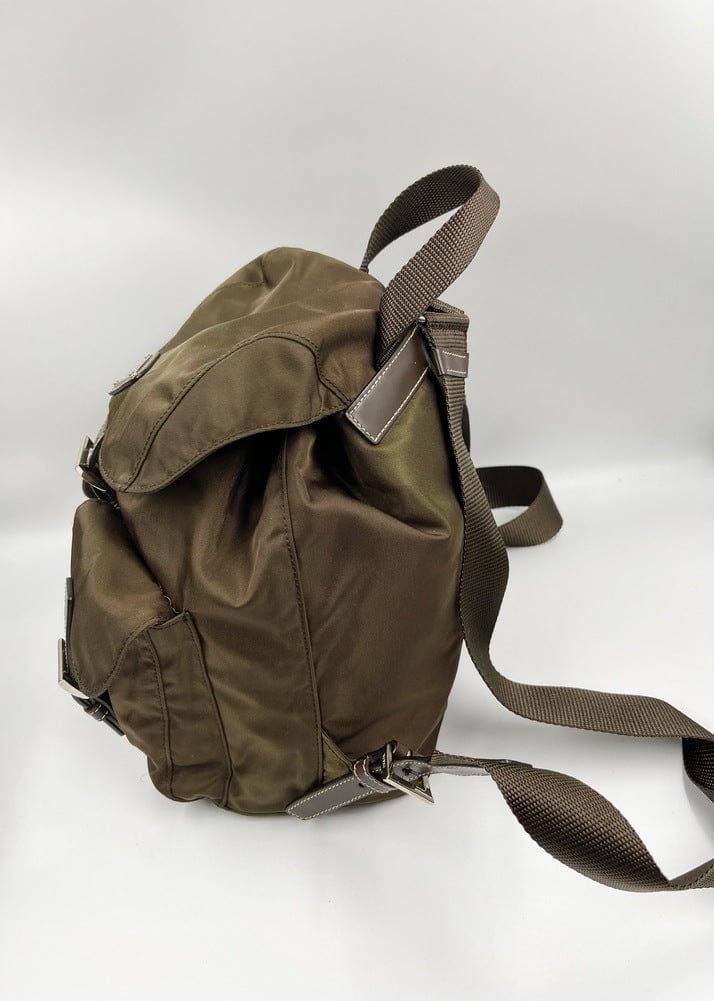 Prada Khaki Nylon Backpack