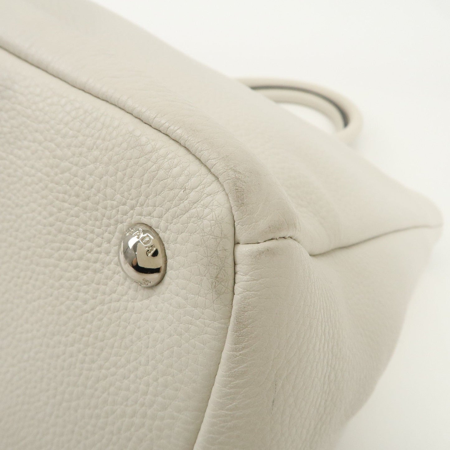 PRADA Leather Hand Bag White BN2579