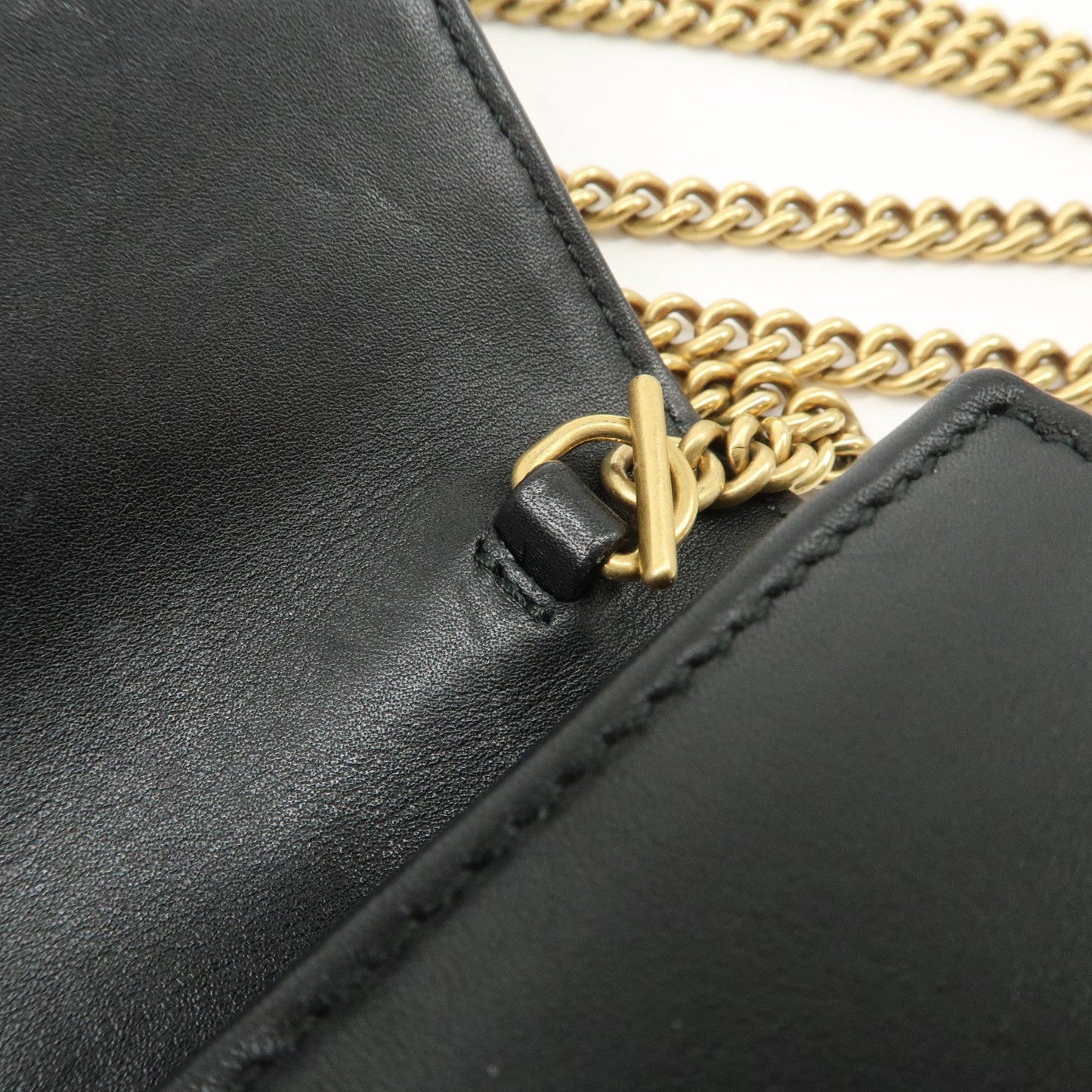 GUCCI GG Marmont Leather Chain Shoulder Bag Black 488426