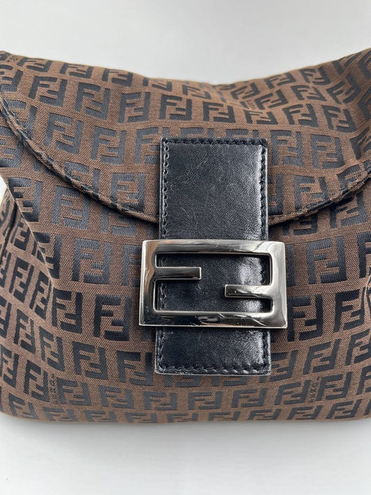 Vintage Fendi Mini Mamma Baguette in Brown Zucchino Canvas