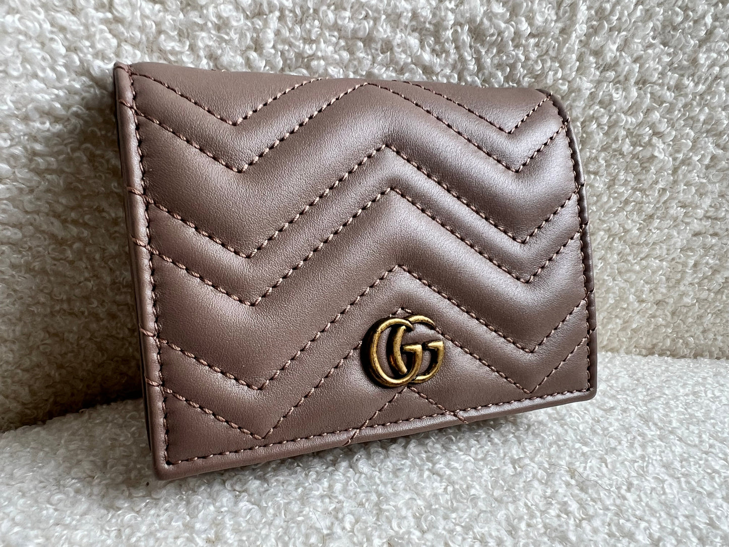 Gucci GG Dusty Pink Marmont Matelassé Card Case Wallet (RRP £345)