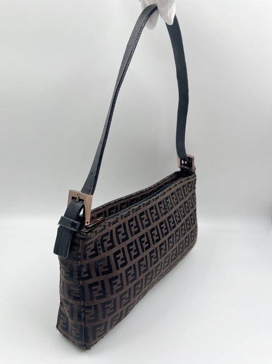 Vintage Fendi Pochette Bag in Brown Zucchino Canvas