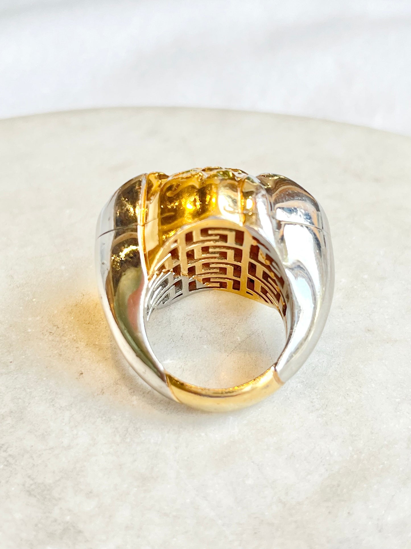 VERSACE  2 Tone Medusa Head Mens Ring SZ 9.5