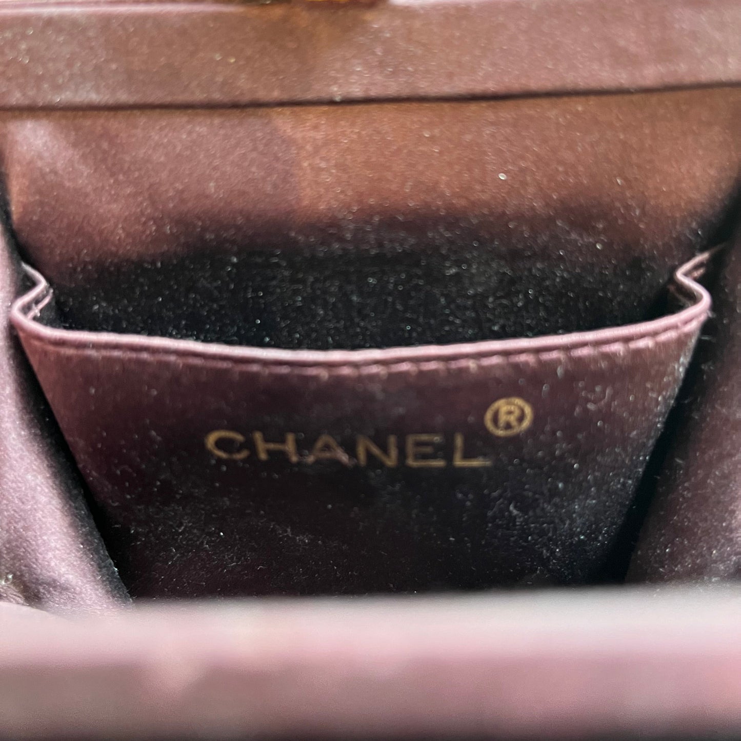 CHANEL Silk Plum Colored Evening Bag TS