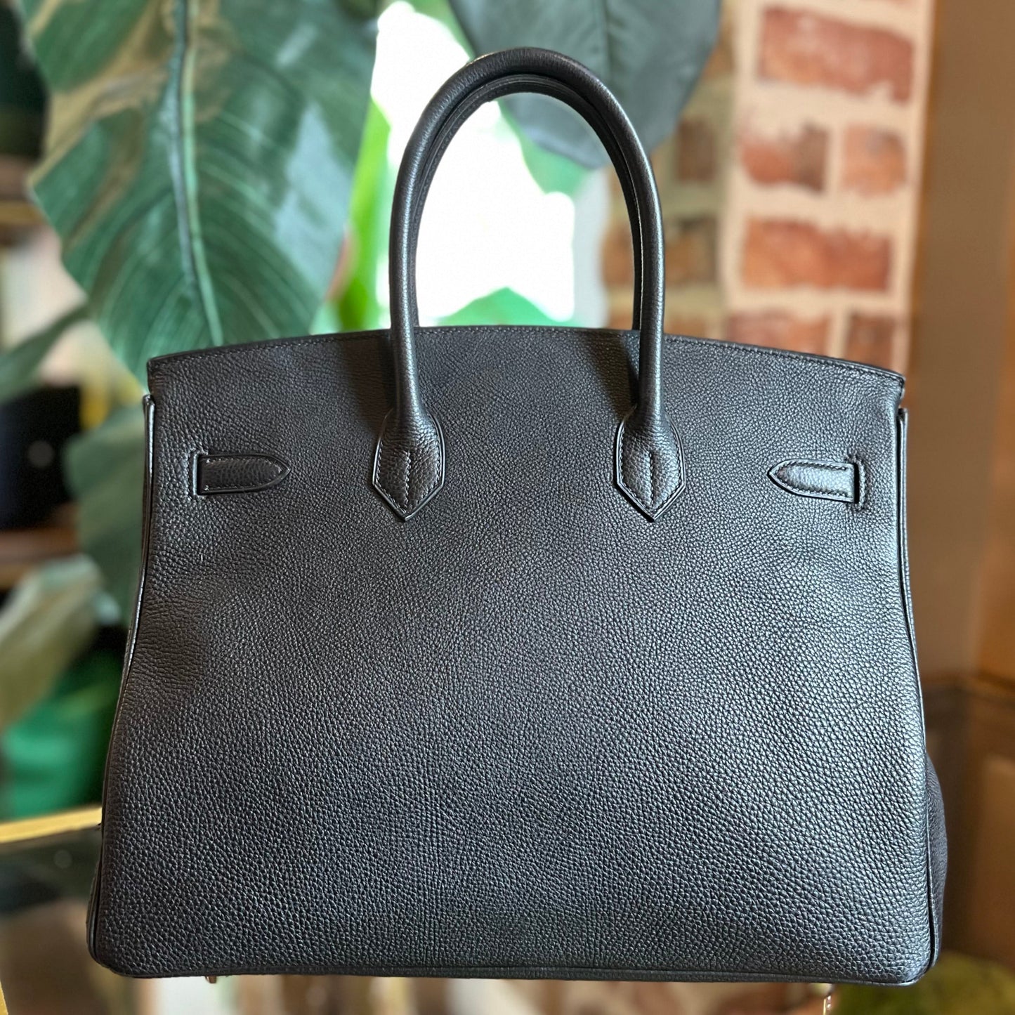 HERMES Black Taurillon Clemence Birkin 35 Palladium