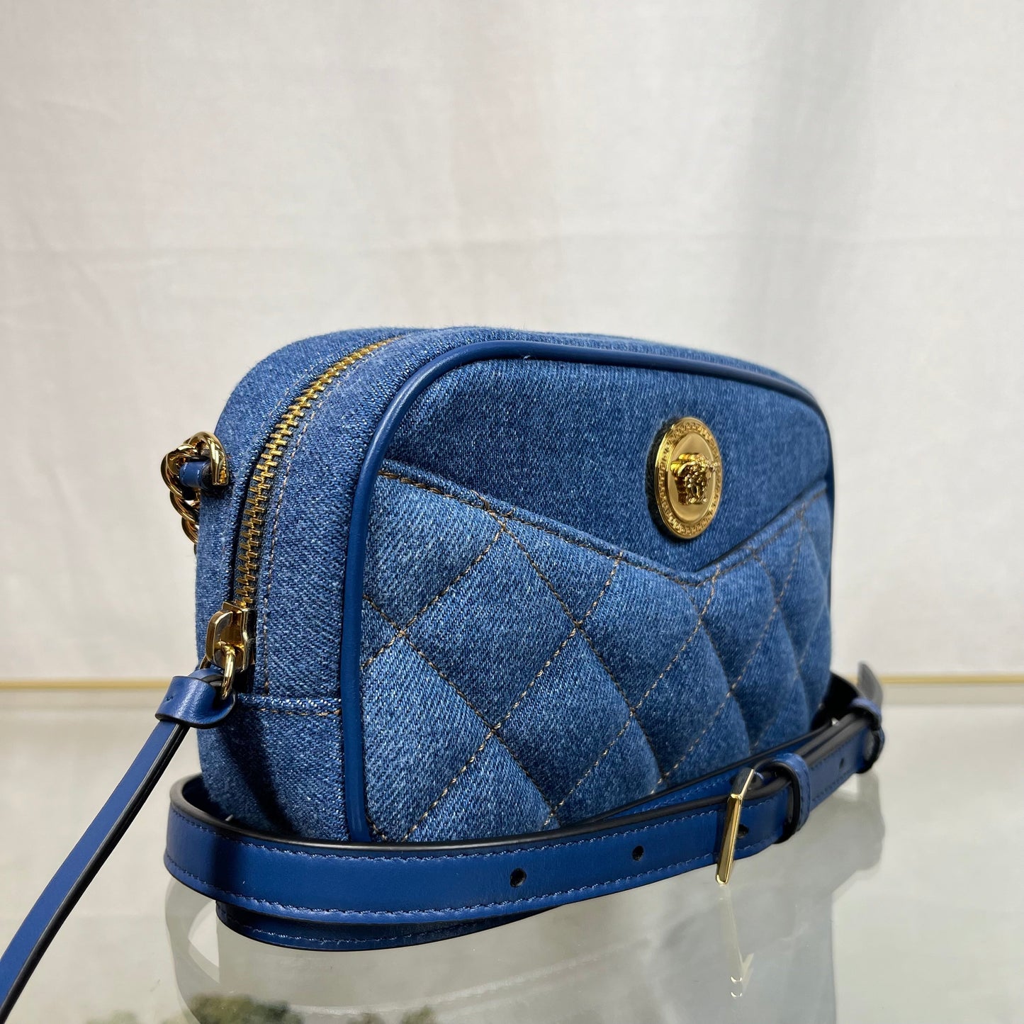 VERSACE La Medusa Denim Chain Camera Bag TS3724