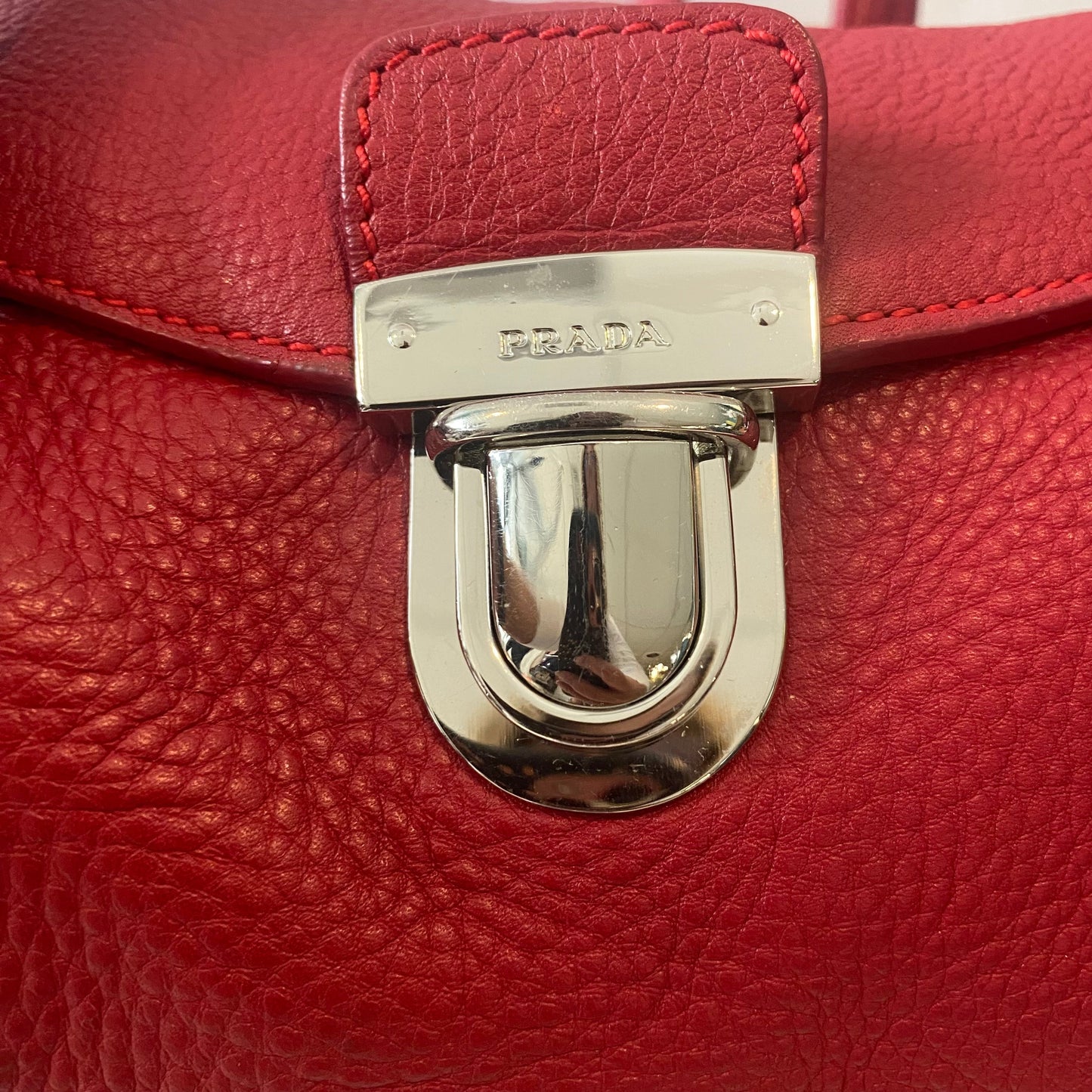 PRADA Semitracolla Vitello Daino Rosso Deer Calf Half Strap Bag