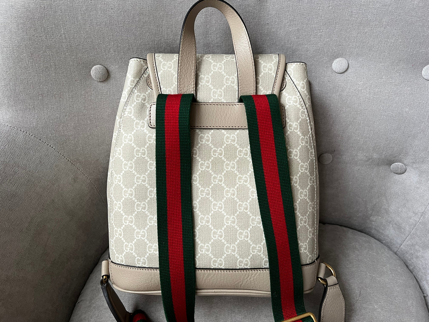 Gucci Beige and White Supreme Canvas Backpack (RRP £1500)