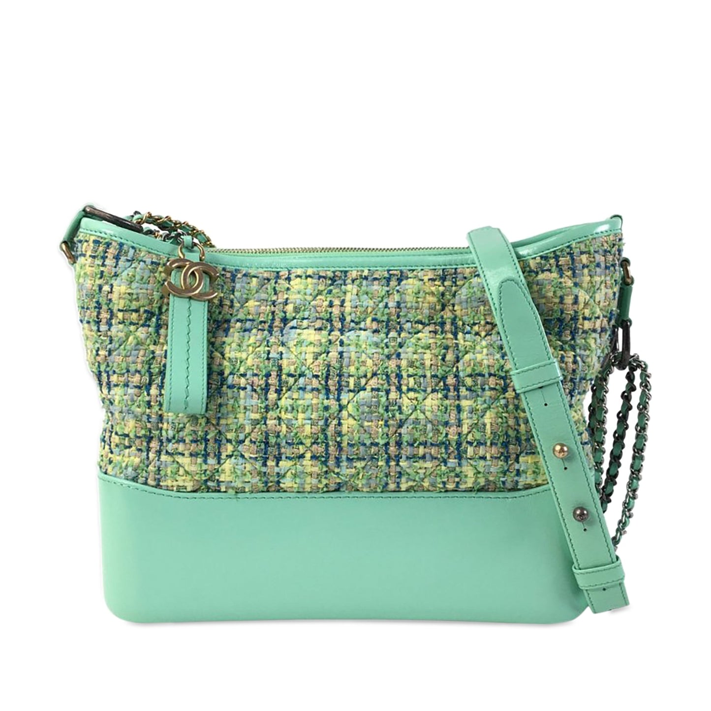 Chanel Gabrielle Medium Green Tweed Gold