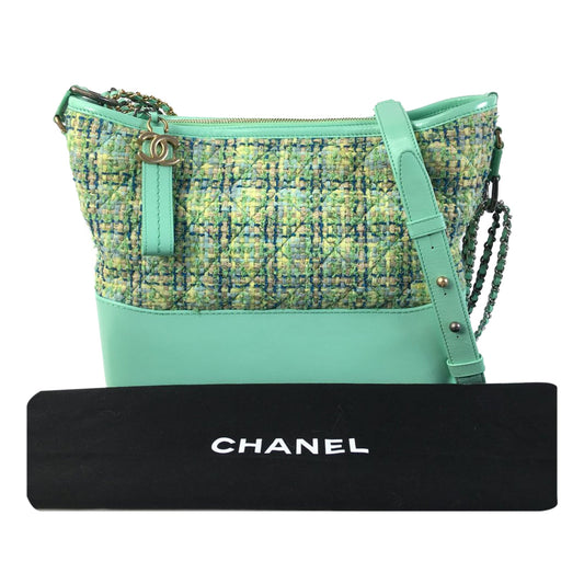 Chanel Gabrielle Medium Green Tweed Gold