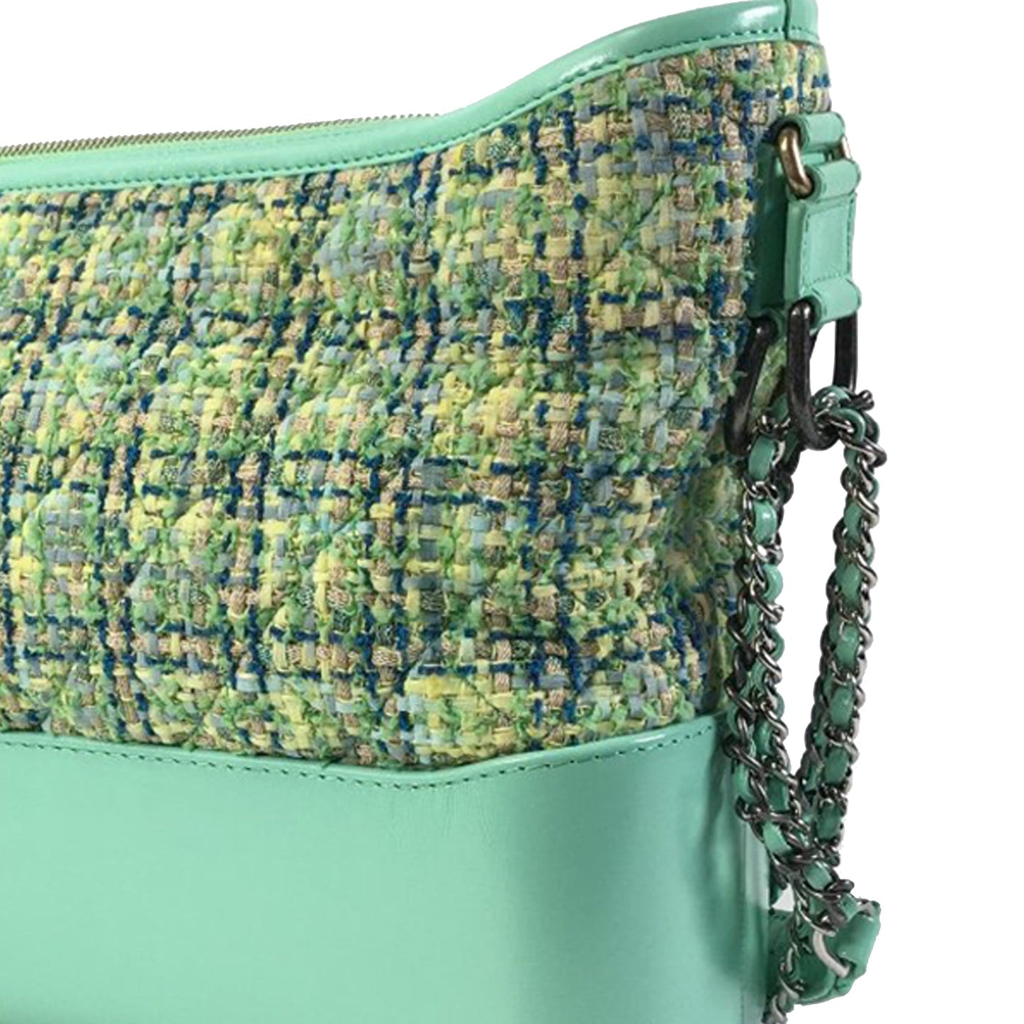 Chanel Gabrielle Medium Green Tweed Gold