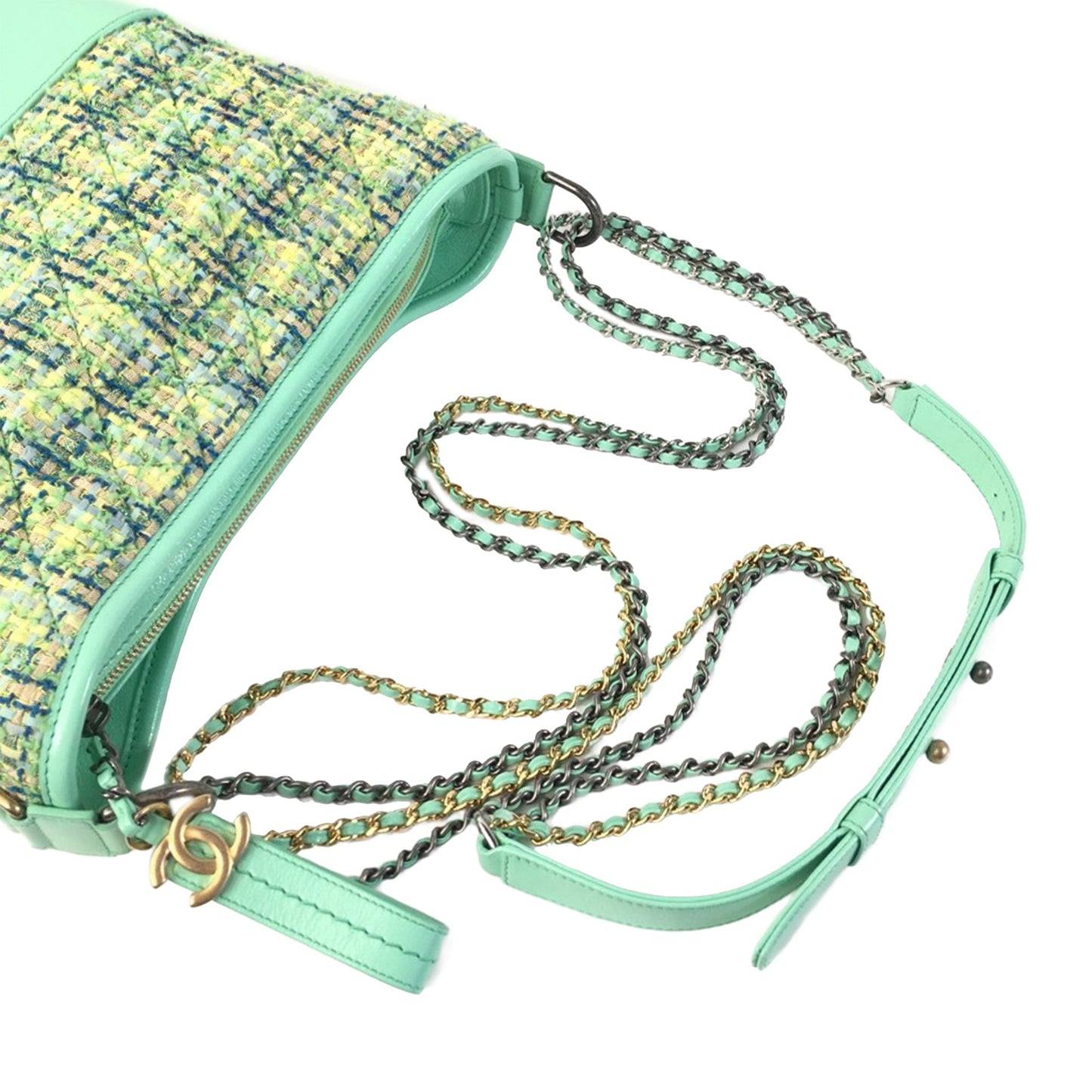 Chanel Gabrielle Medium Green Tweed Gold