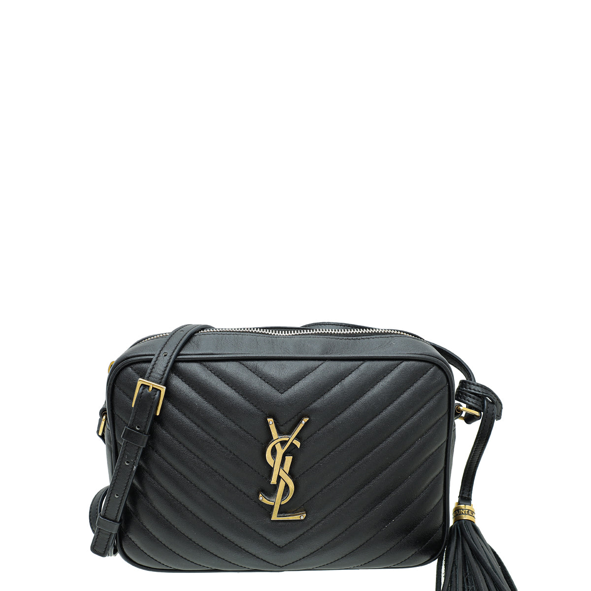 YSL Black Chevron Lou Camera Bag