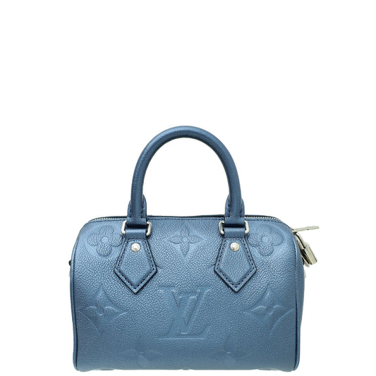 Louis Vuitton Navy Nacre Metallic Monogram Empreinte Speedy 20 Bandouliere Bag