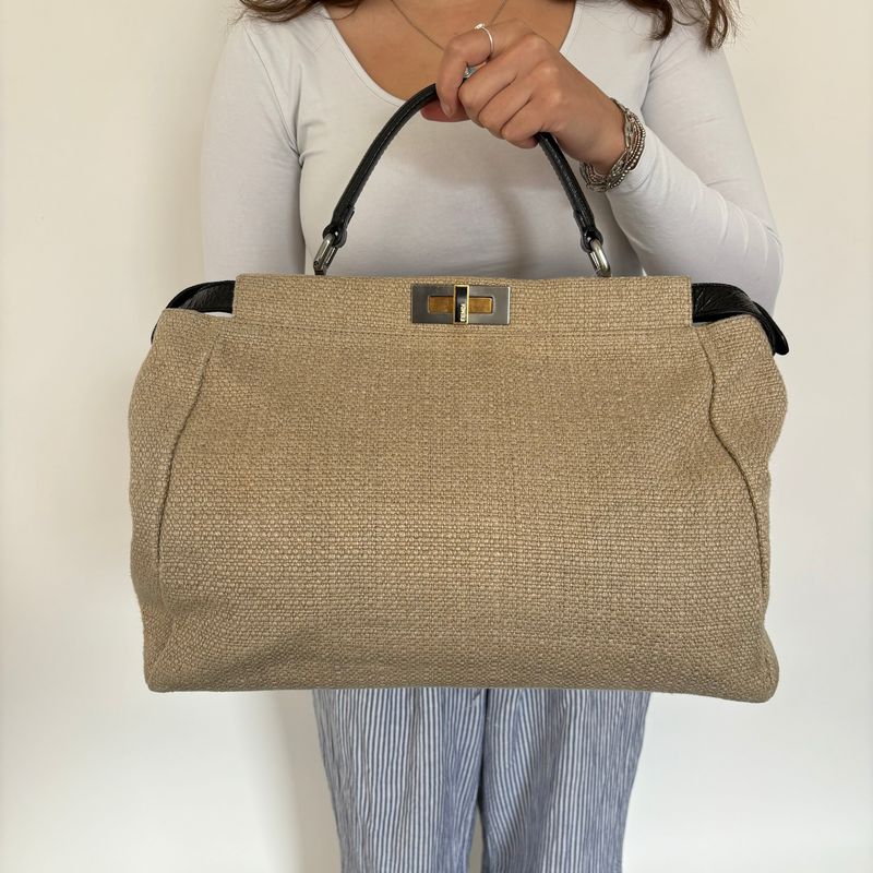 Fendi Canvas Peekaboo Tote Brown