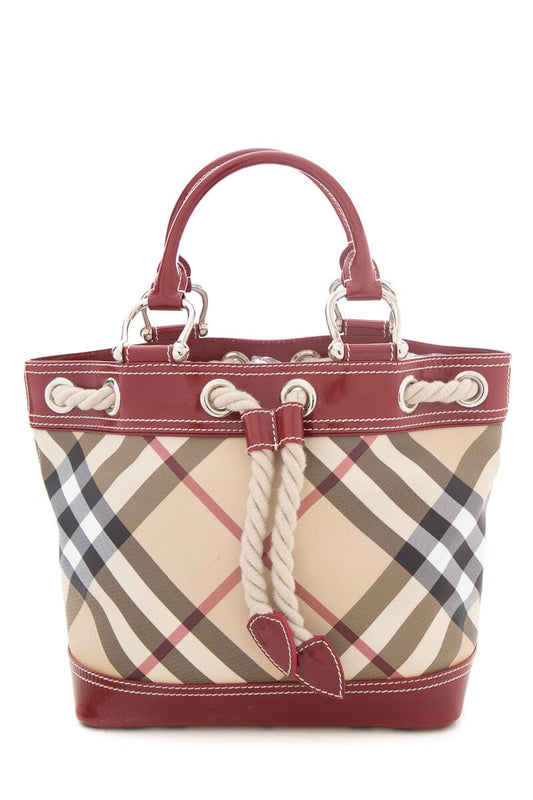 Burberry Red & Beige Nova Tote