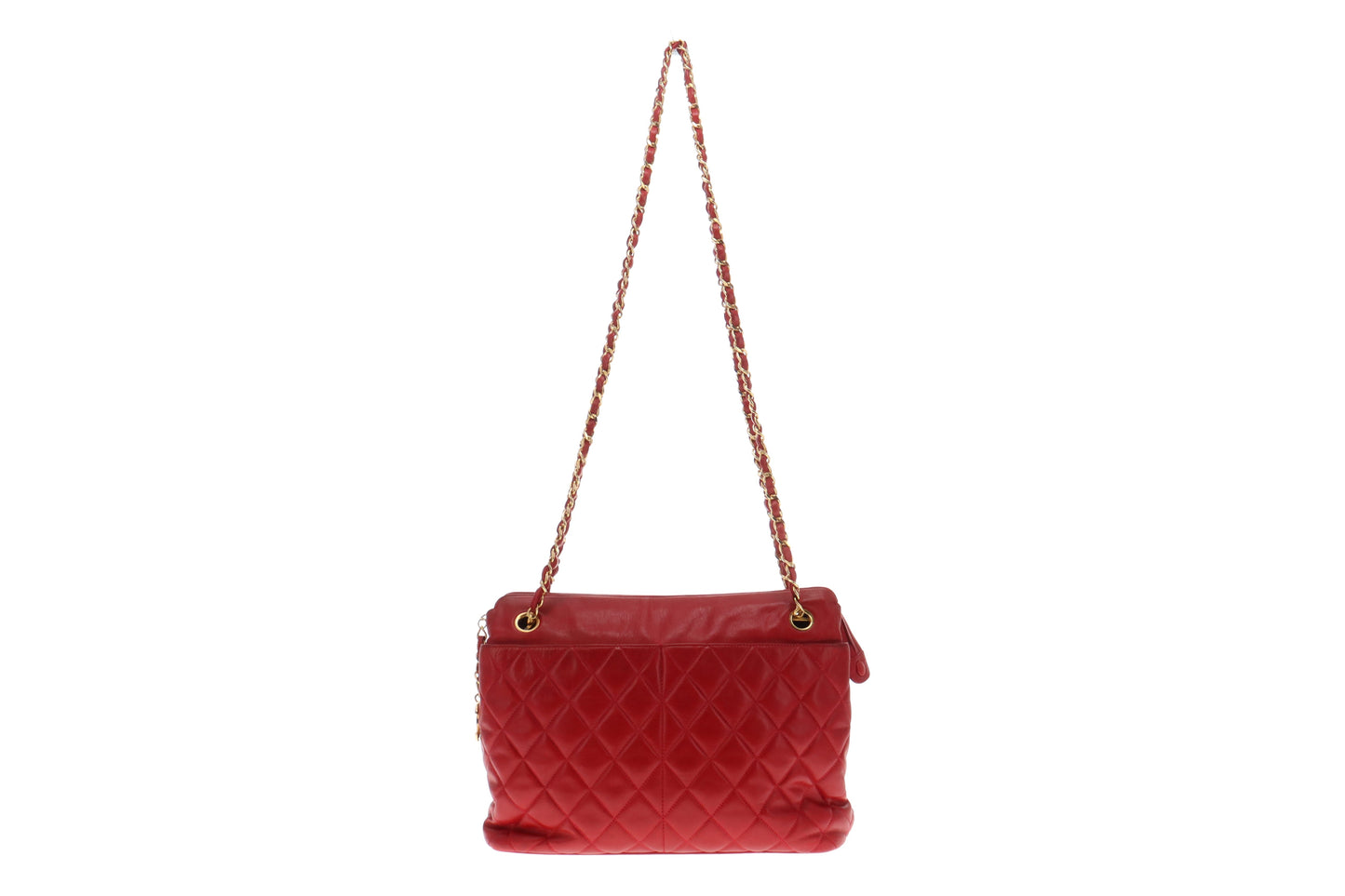 Chanel Vintage Red Lambskin Quilted Shoulder Bag 1989/91