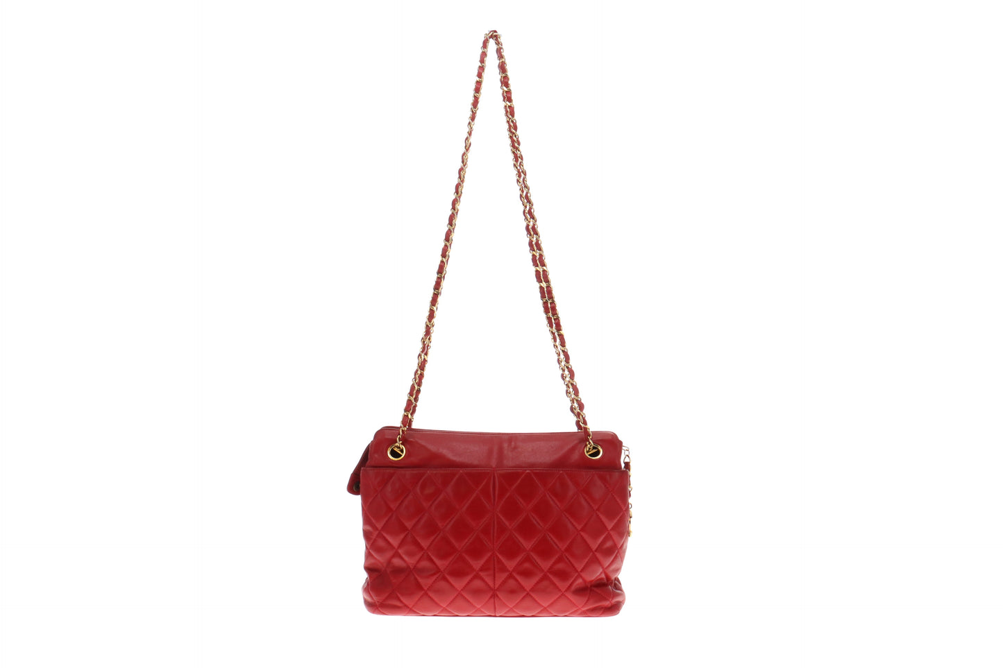 Chanel Vintage Red Lambskin Quilted Shoulder Bag 1989/91