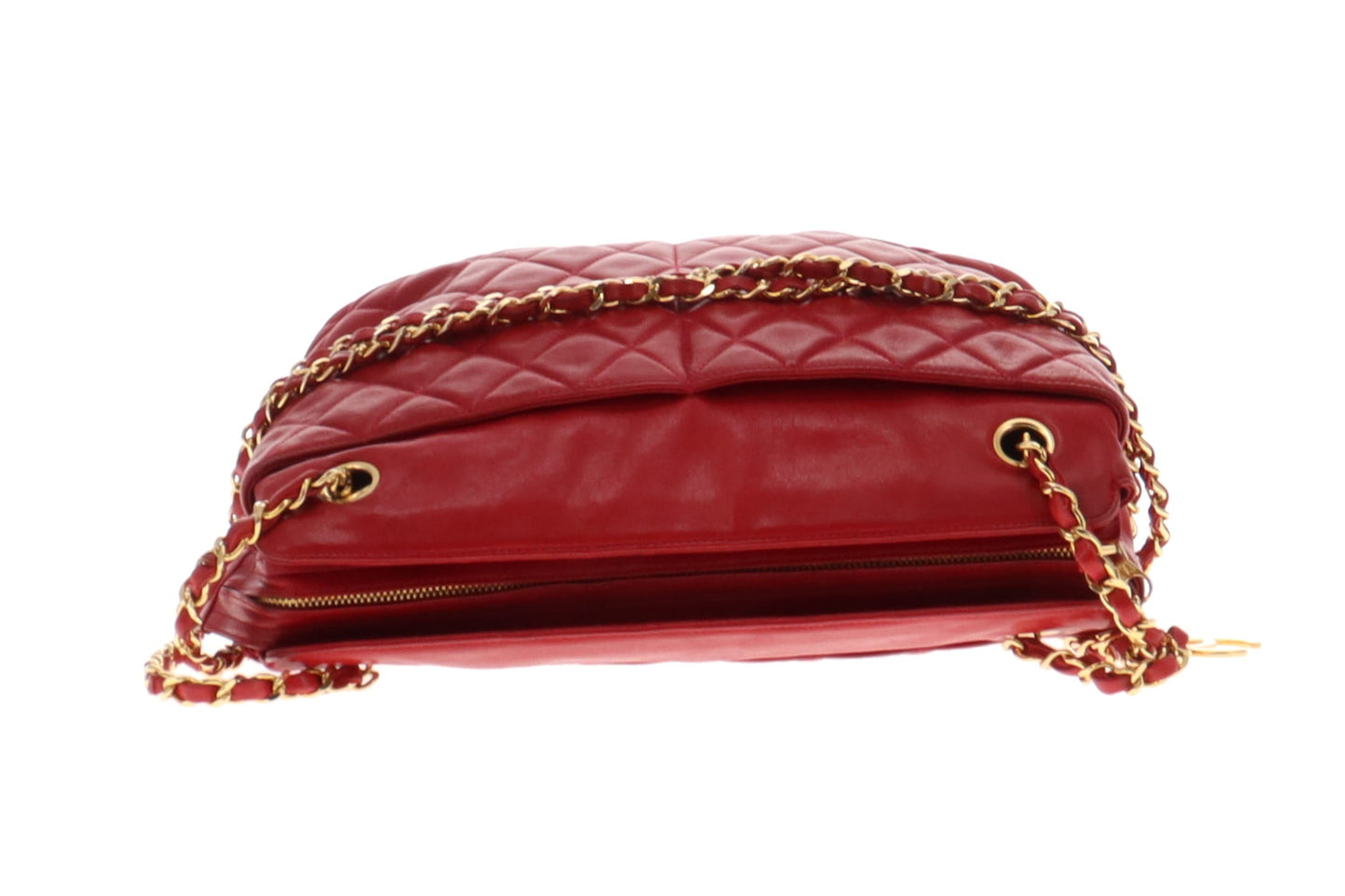 Chanel Vintage Red Lambskin Quilted Shoulder Bag 1989/91