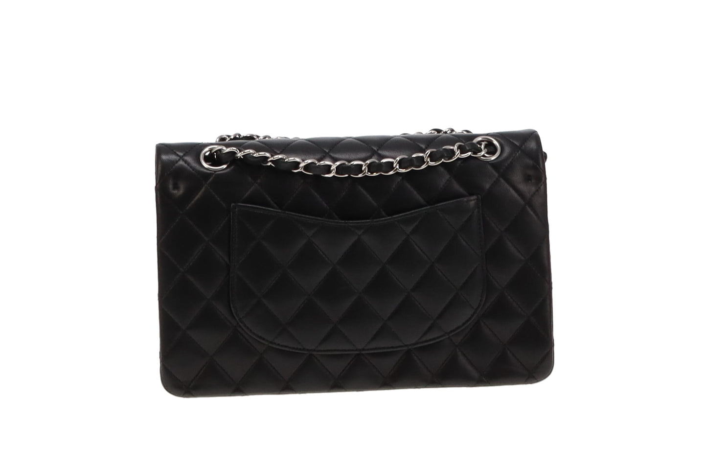 Chanel Black Lambskin and Silver HW Medium Classic Double Flap Bag 2012