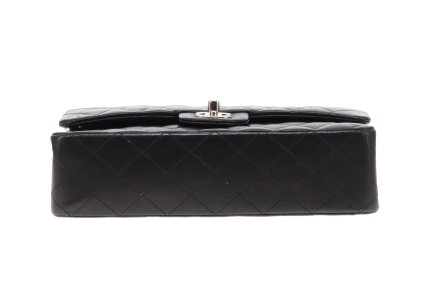 Chanel Black Lambskin and Silver HW Medium Classic Double Flap Bag 2012