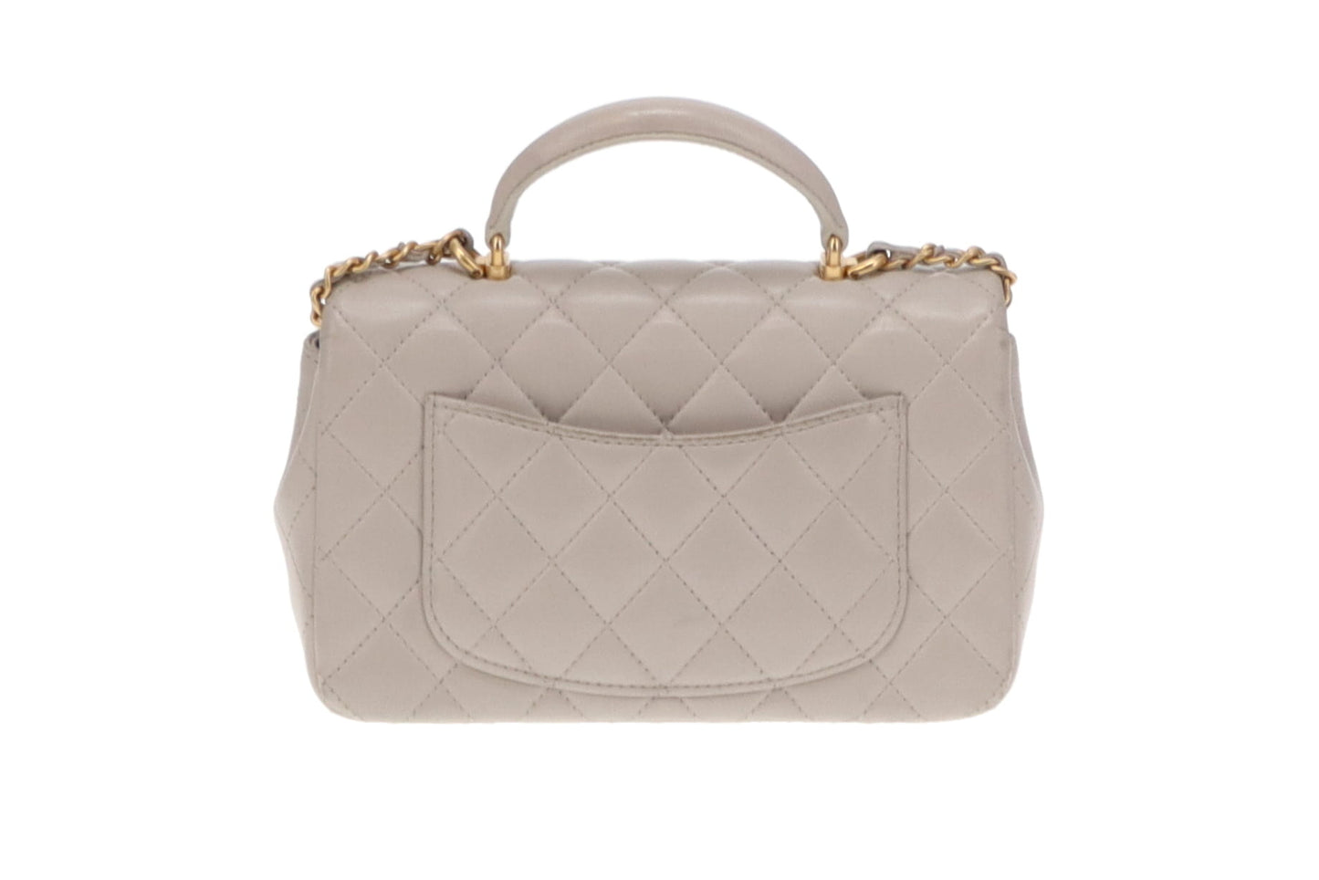 Chanel Grey Lambskin Mini Rectangle with Top Handle