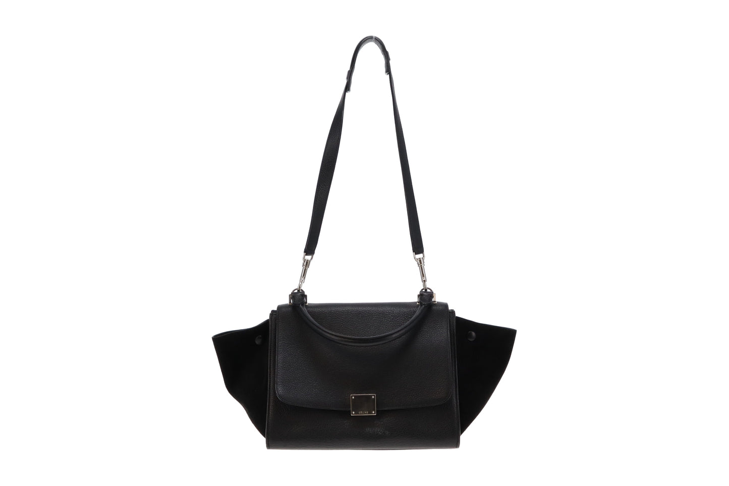 Celine Black Leather And Suede with SHW Trapeze Bag Small